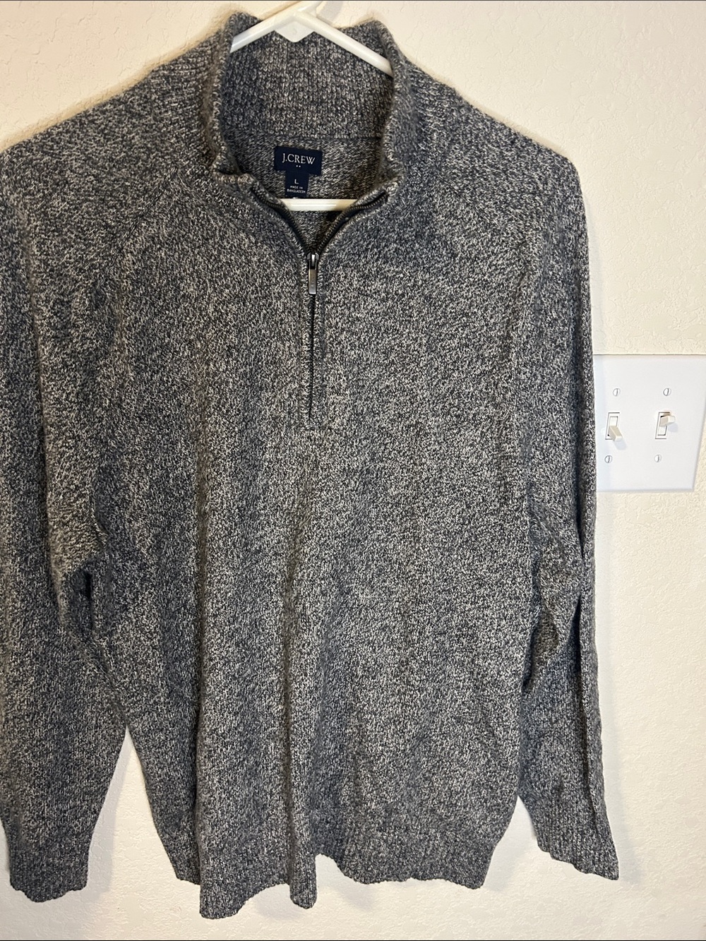 J. Crew Men's Heather Gray Quarter-Zip Sweater